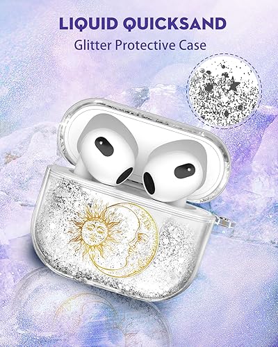 Miniatura 9 de Funda para Airpods de 3 generación para mujer, bonita funda Kawaii estética para niñas, estuche protector de llavero femenino con purpurina líquida