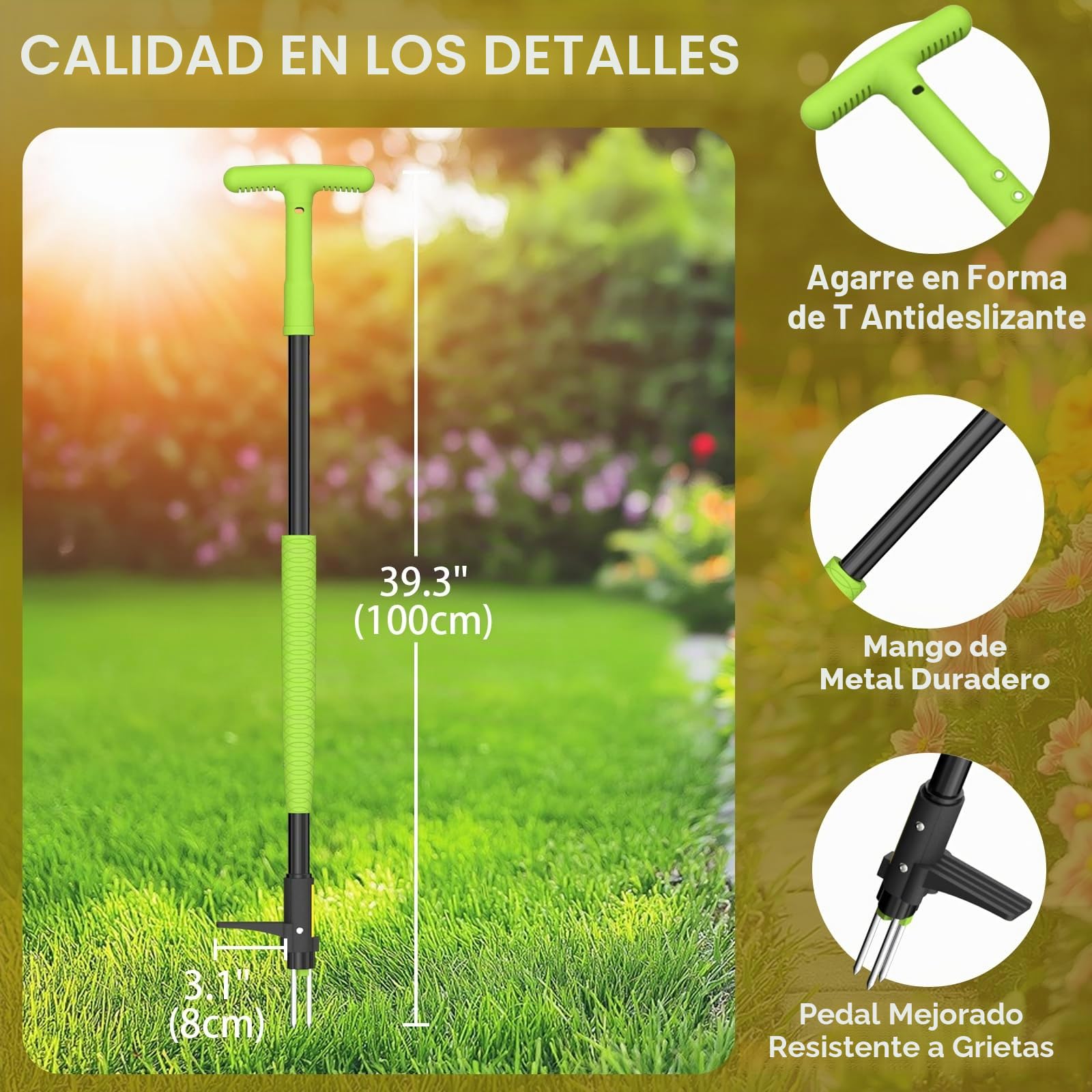 Herramienta de eliminación de malezas, removedor de raíces de malezas, herramienta de deshierbe de jardín con mango largo, herramienta de deshierbe resistente, herramienta de extracción de