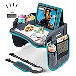 Kids Travel Tray with Dry Erase Board WITRIP- Car Seat Tray for Kids Travel, Carseat Table Top for Toddler, Lap Desk for Car Seat, Activity Organizer & Snack Holder,Road Trip Essentials for Kid (Aqua)