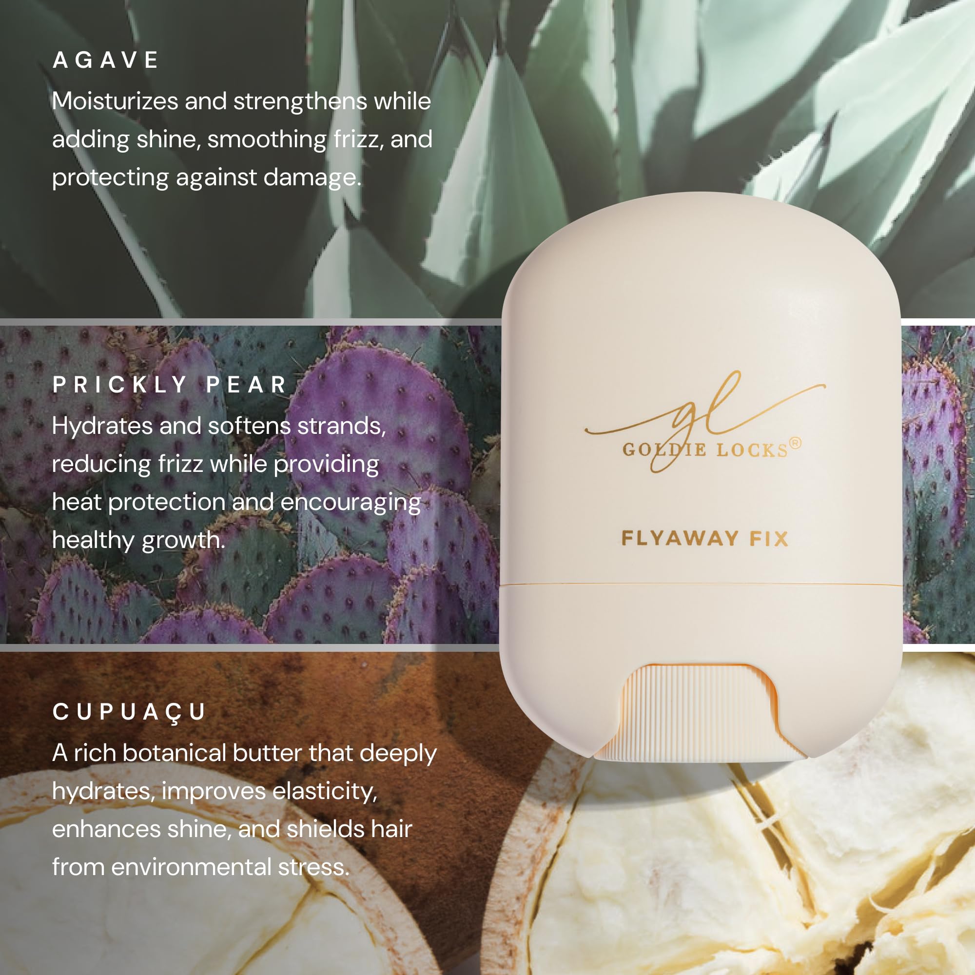Goldie Locks Flyaway Fix - Ungüento hidratante para cabello y extensiones, para peinar y definir, sin residuos, 12 g