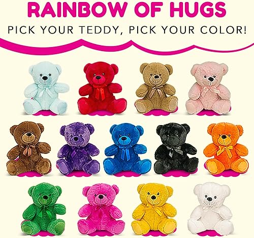 Miniatura 3 de Grandma Smiley's Plush Best Friends - Oso de peluche de color rosa intenso, 9 pulgadas, hipoalergénicos, pequeños osos de peluche para Navidad, baby