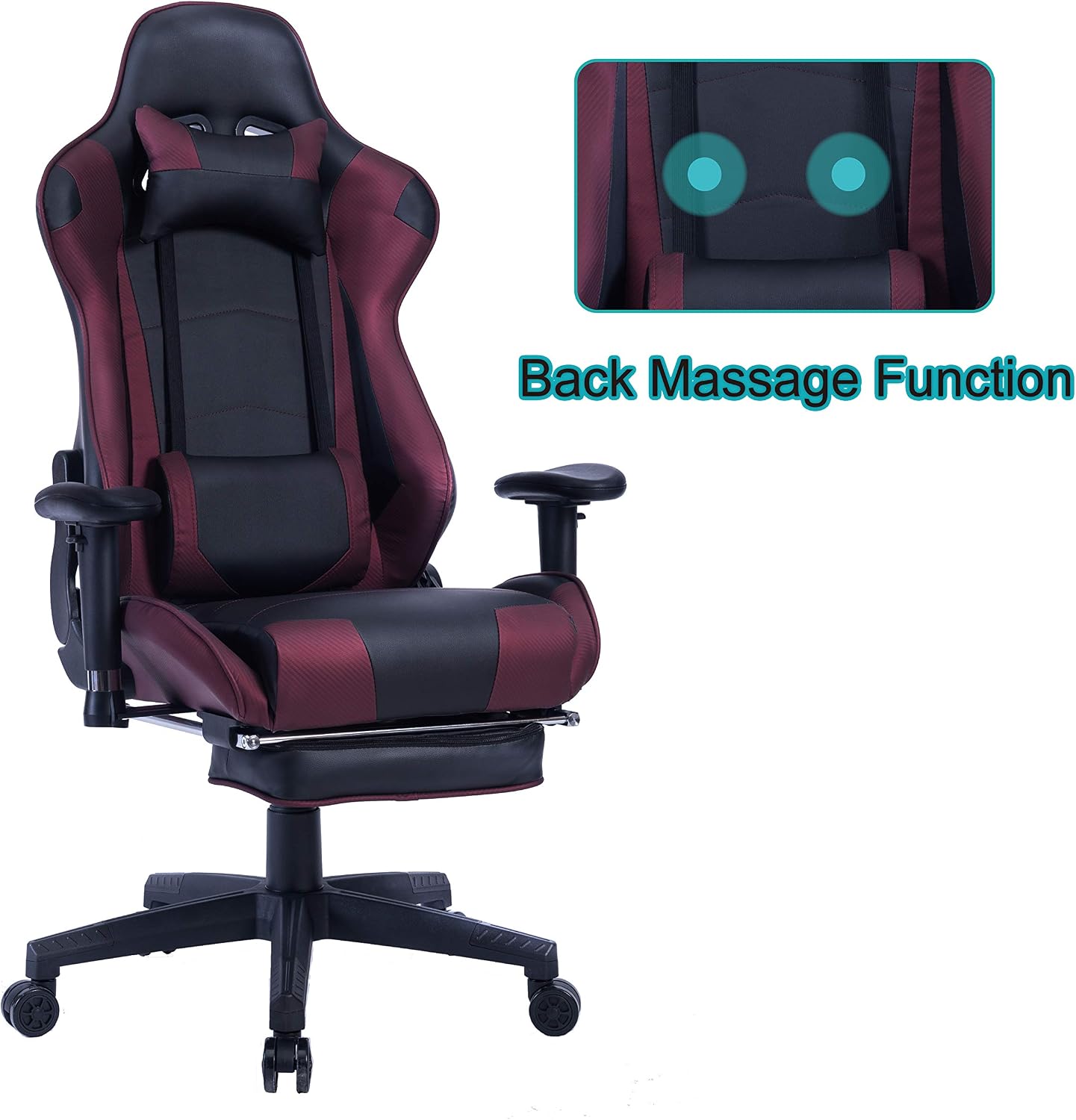 HEALGEN Big and Tall Gaming Chair with Footrest PC Computer Video Game Chair Racing Gamer Pu Leather Chair High Back Swivel Executive Ergonomic Office Chair with Headrest Lumbar Support Cushion