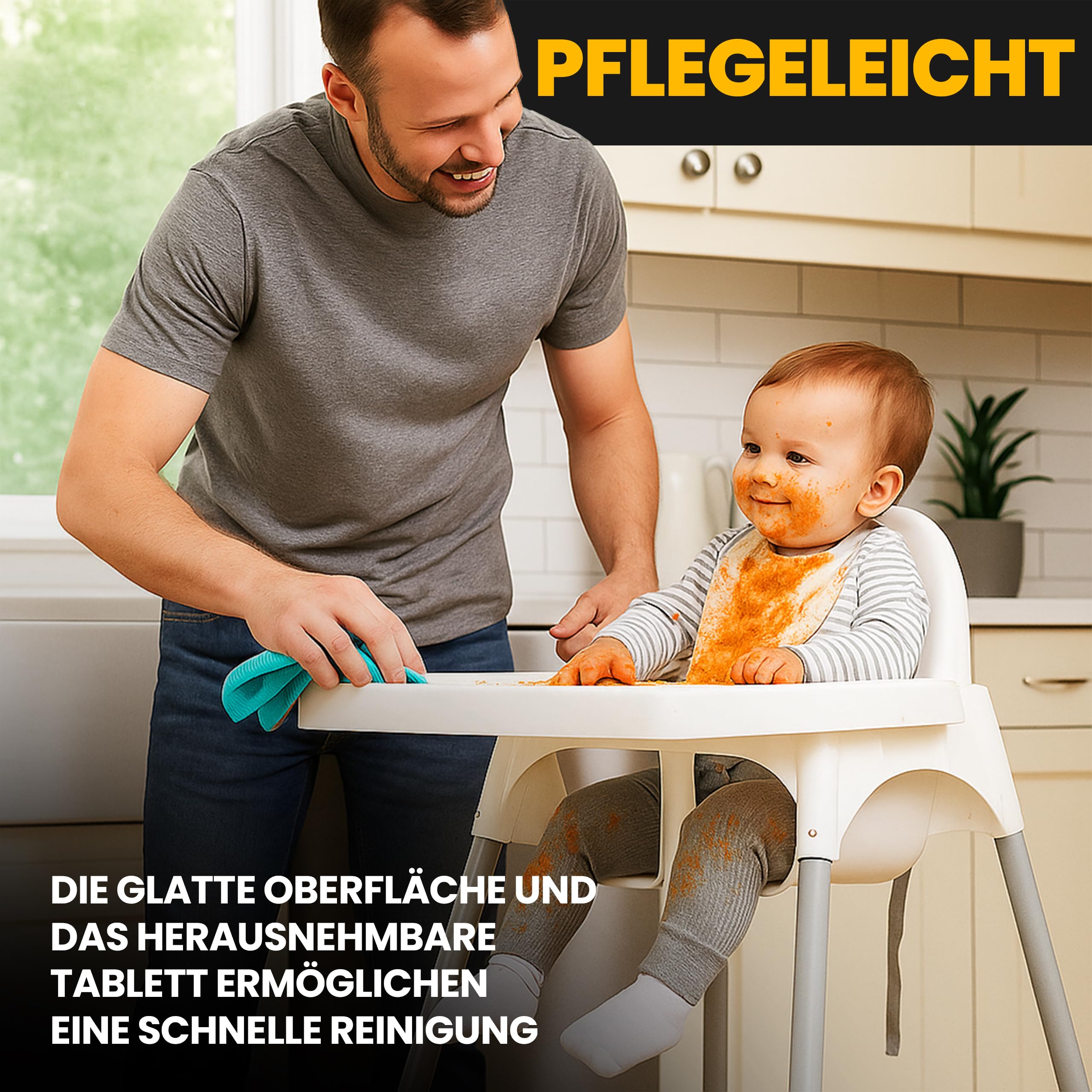 Retoo Kinderhochstuhl mit Tablett 94cm Fütterungsstuhl ab 6 Monaten bis 3 Jahre