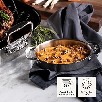 All-Clad Specialty Stainless Steel Oval Bakeware Set 2 Piece Induction Pots and Pans Silver