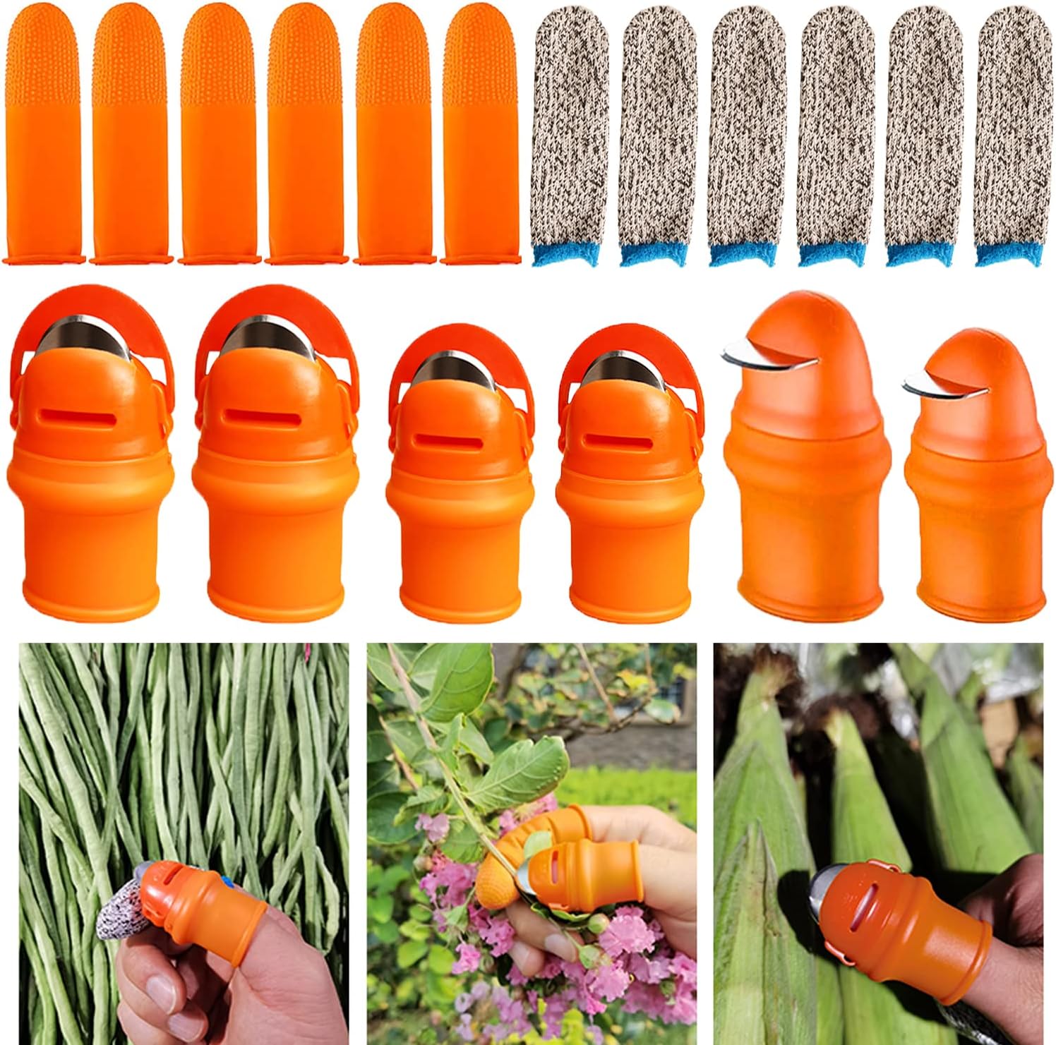 18PCS Garden Silicone Thumb Knife Tools,Vegetable Fruit Picking Knife,Separator Finger Knife Harvesting Plant Cutter Tool for Trimming Garden Plants,Fruit,Vegetables