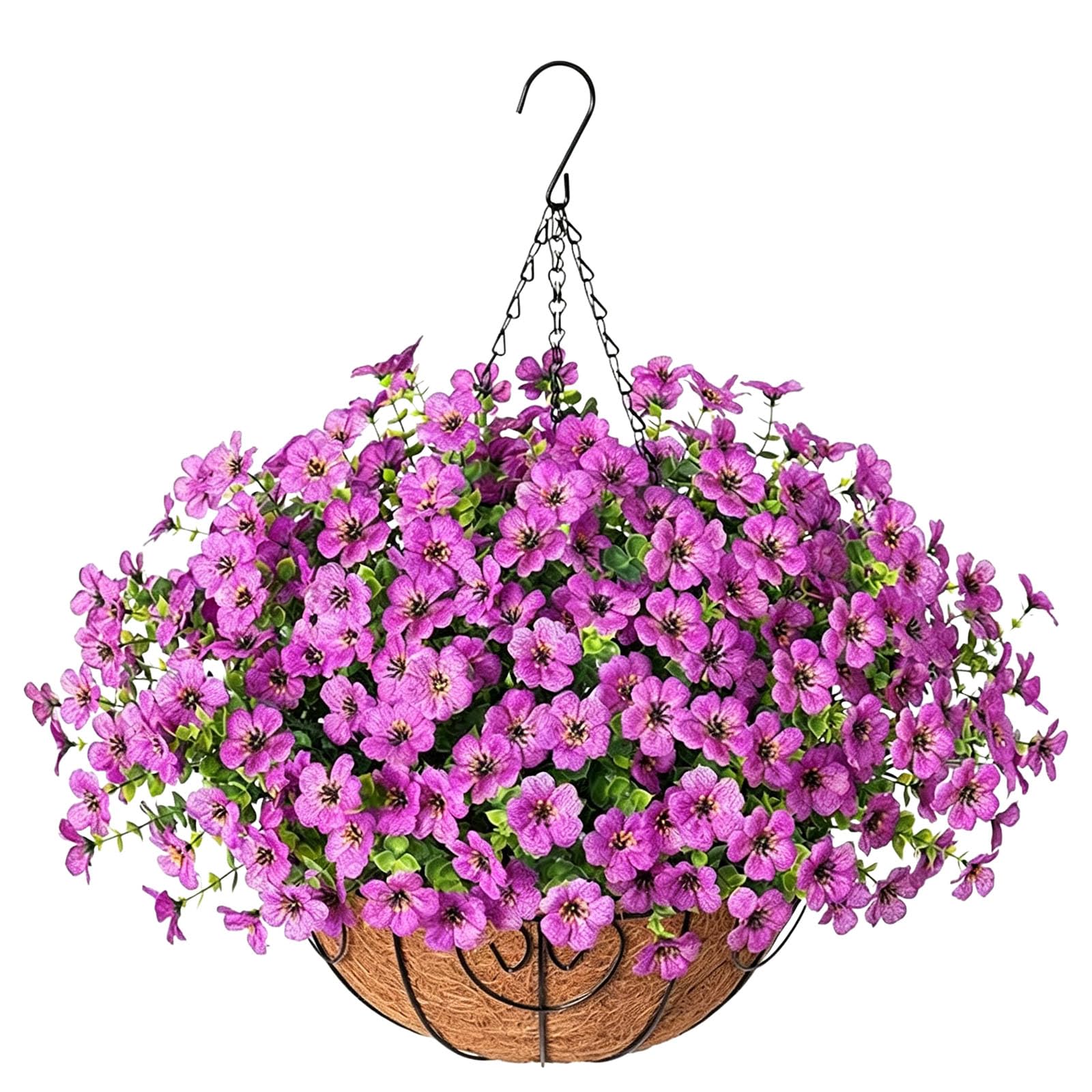 Zoocco E Realistic Artificial Hanging Baskets Outdoor, Artificial Plants Outdoor, Fak Flowers For Garden Patio Balcony (E)