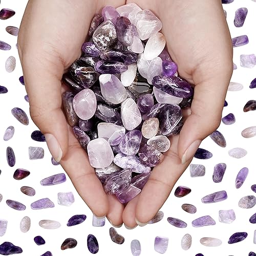 Chips de cristal de amatista pulidas a granel, piedras trituradas pulidas para acuario, rocas de grava con pulseras de cuarzo rosa, pecera