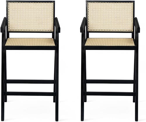 Taburetes de bar, sillas de comedor, juegos de mesa y sillas, escritorio, taburete de respaldo de plástico de caña tejida de 27 pulgadas de altura