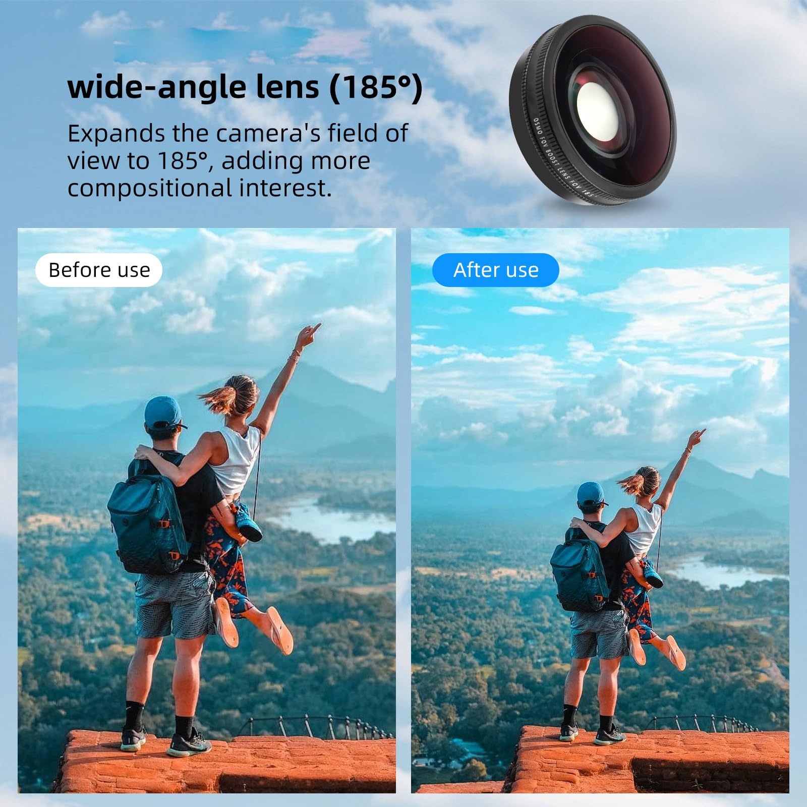 Objectif d'angle pour caméra Action 6 - Champ de vision à 185 degrés - Revêtement antireflet étanche