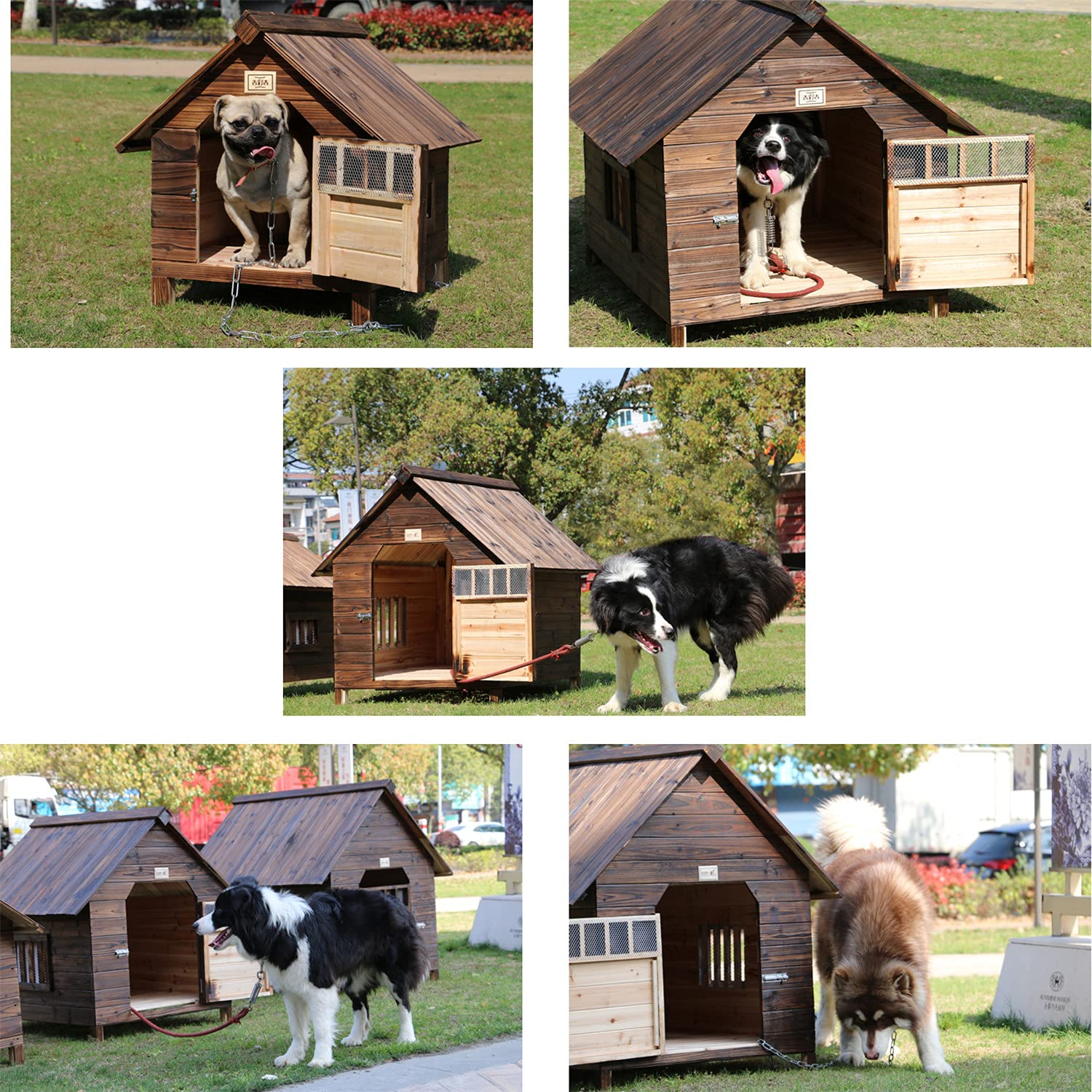 Amazon.co.jp: 木製の犬小屋-木製の動物小屋、屋外ペットログキャビン