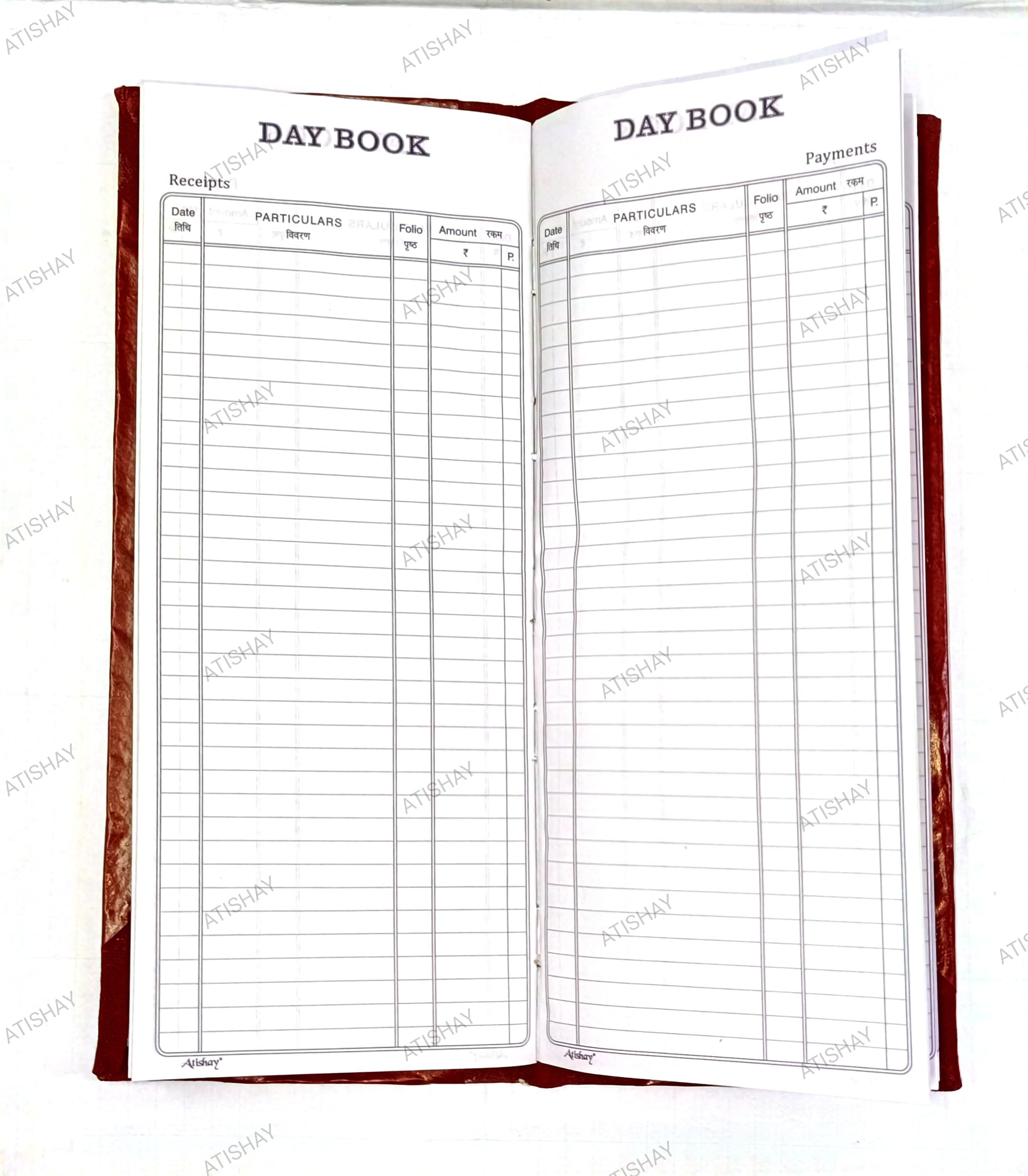 ATISHAY Day Book Red Half Canvas PVC Binding, 34cm * 14cm, 250 Pages-image-28