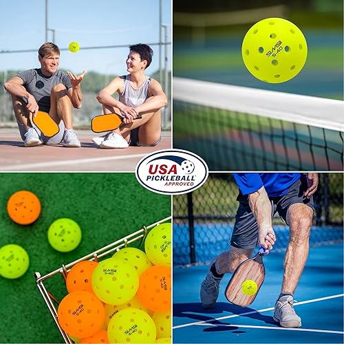 Miniatura 8 de S-40 - Pelotas de pickleball para exteriores, 40 agujeros, aprobadas por la USAPA, material de polietileno duradero, construcción sin costuras,