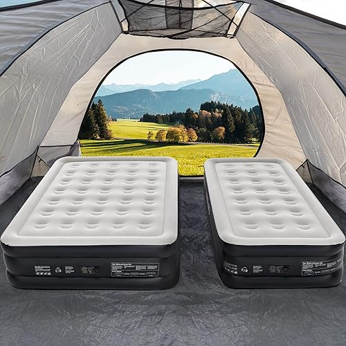 OlarHike Juego combinado de cama de aire doble adecuado para grupos turísticos, 18 pulgadas de alto, tamaño Queen + colchones de aire de tamaño
