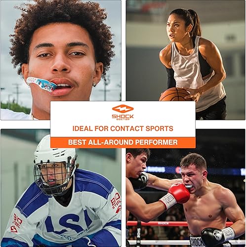 Miniatura 4 de Shock Doctor Protector bucal, protector bucal de fútbol de ajuste personalizado, protector bucal moldeable, lacrosse, hockey, artes marciales