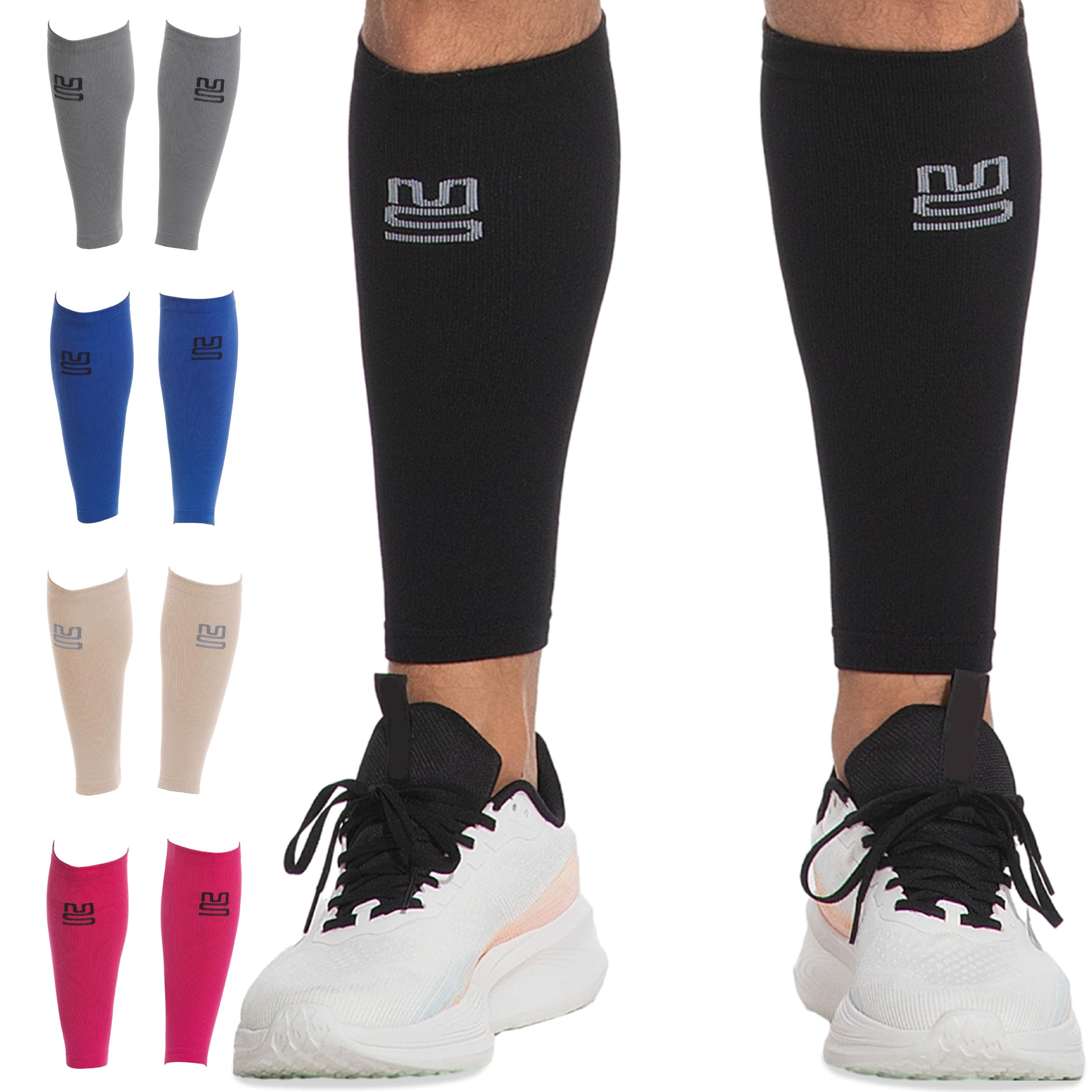 Modetro Sports Unisex Black Calf Compression Sleeves For Men Women - 20-30Mmhg Shin Splints Support - Calf Support Xxl