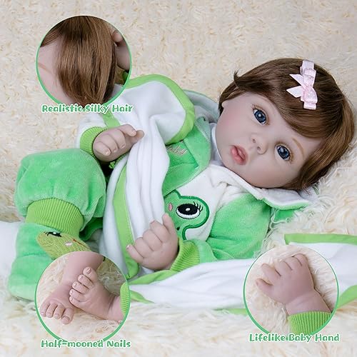 Miniatura 2 de Muñecas Reborn Baby – Muñecas realistas de recién nacido de 22 pulgadas, cuerpo de tela suave, completo con ropa y accesorios de juguetes, juego de
