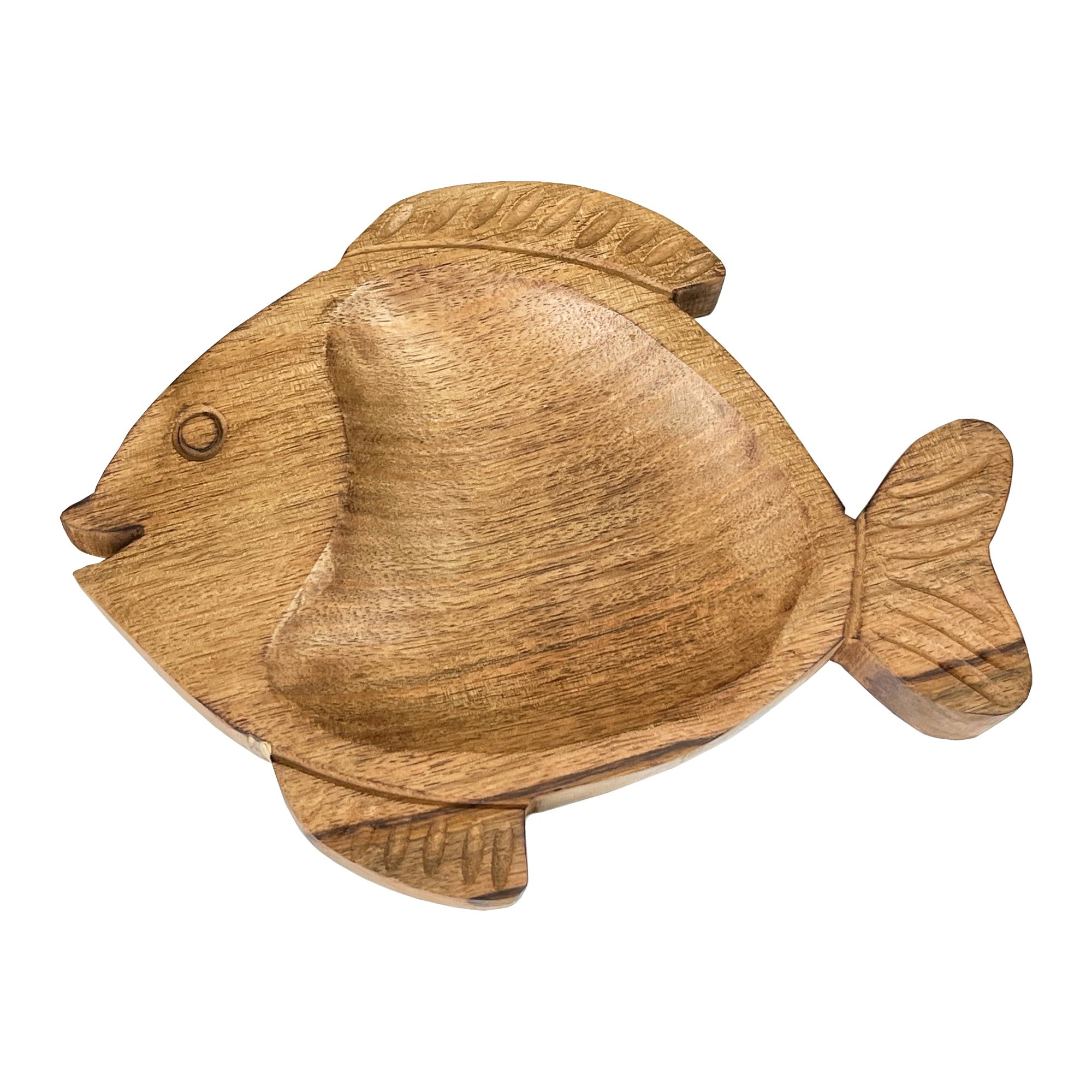 Alfie Francis Brown 25.5Cm X 19Cm Wooden Fish Shaped Trinket Dish/Decorative Bowl/Tray For The Home Nautical Decor
