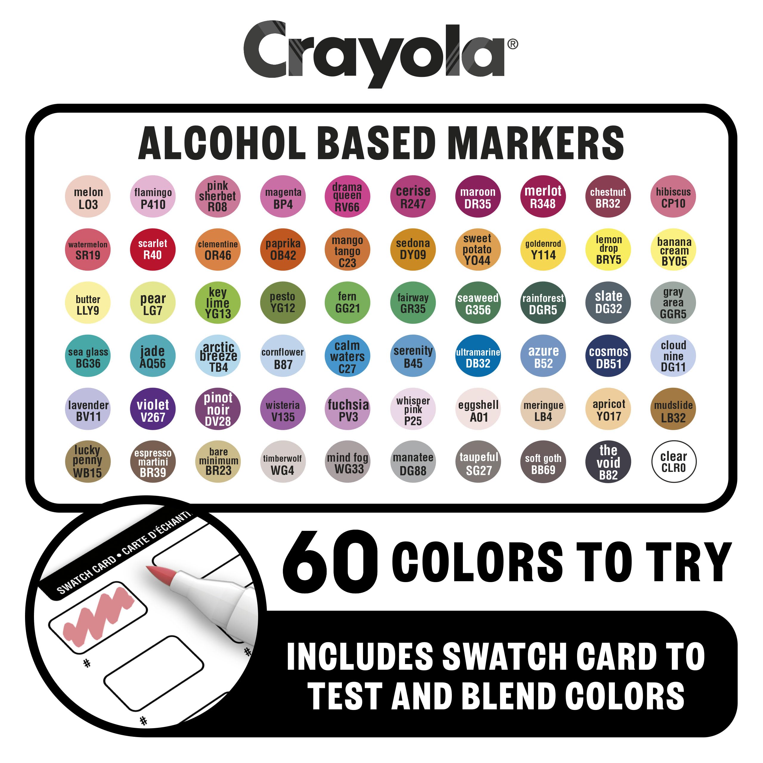 Crayola Zestaw 60 Markerow Alkoholowych, Cienka i Brush, 14+