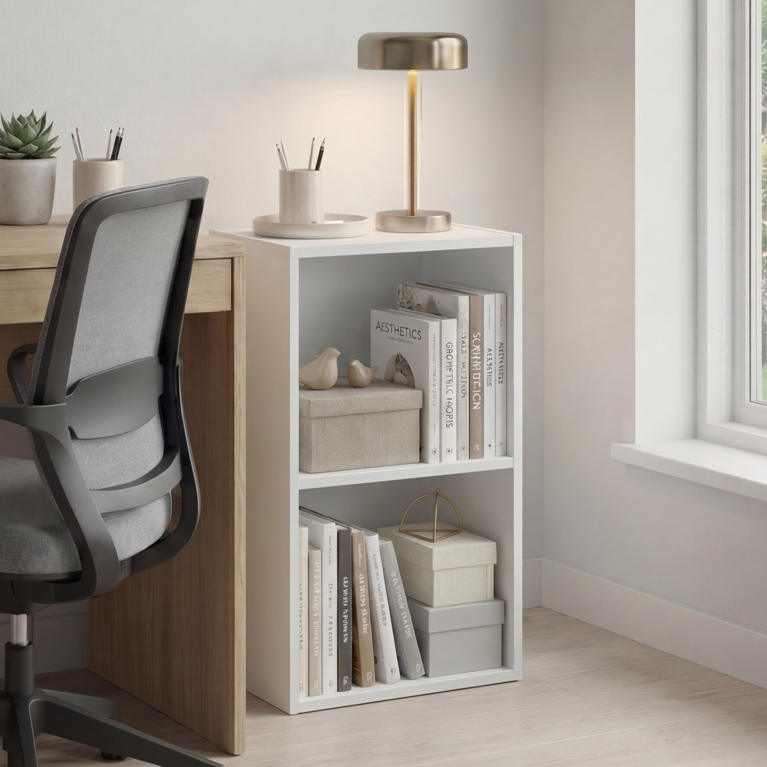 Vida Designs Estantería Oxford de 2 Niveles, estantería de Madera Blanca, Mueble de Oficina, Sala de Estar