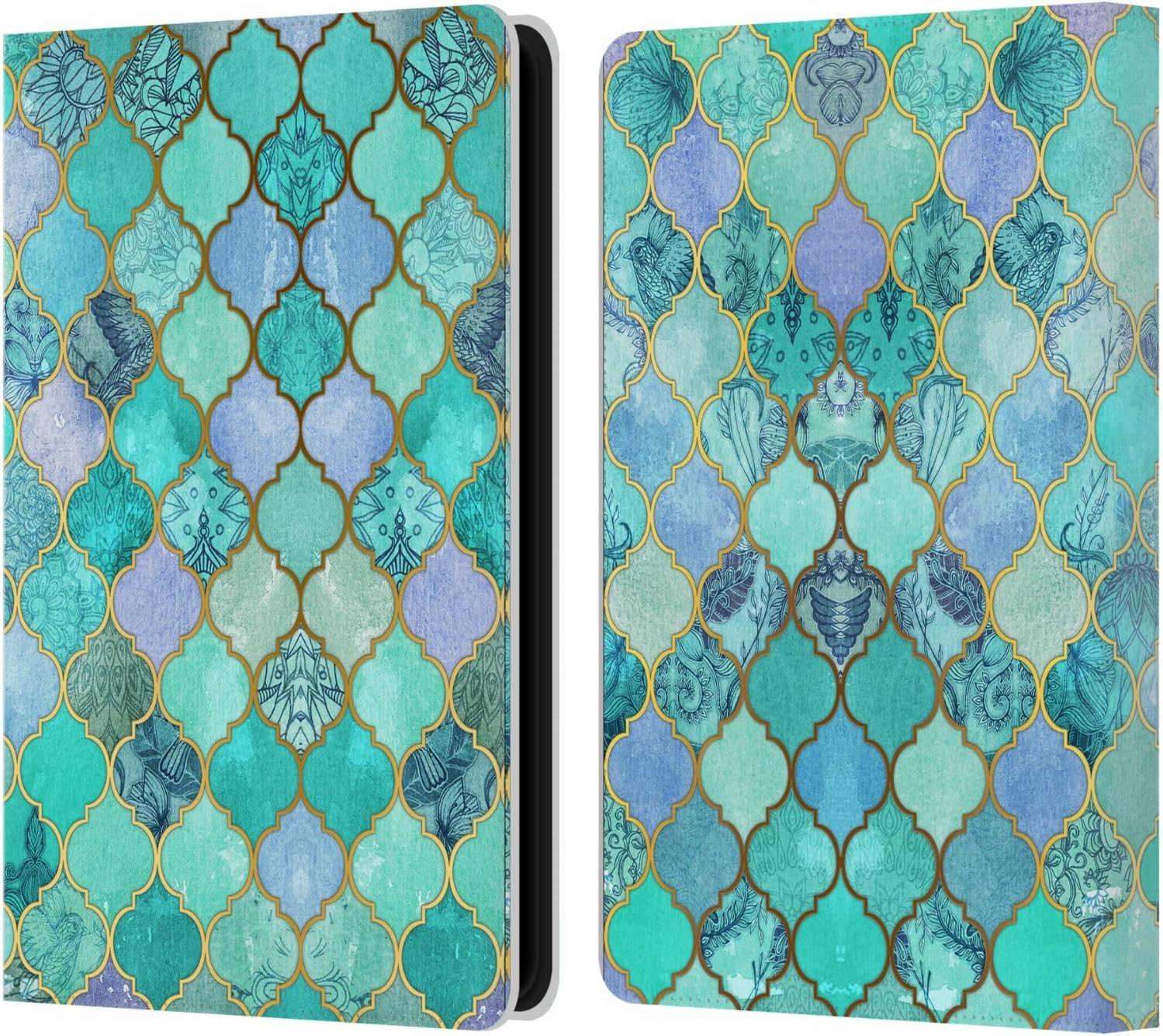 Head Case Designs Officially Licensed Micklyn Le Feuvre Mint Green Moroccan Leather Wallet Case Compatible With Kindle Paperwhite 5 (2021)