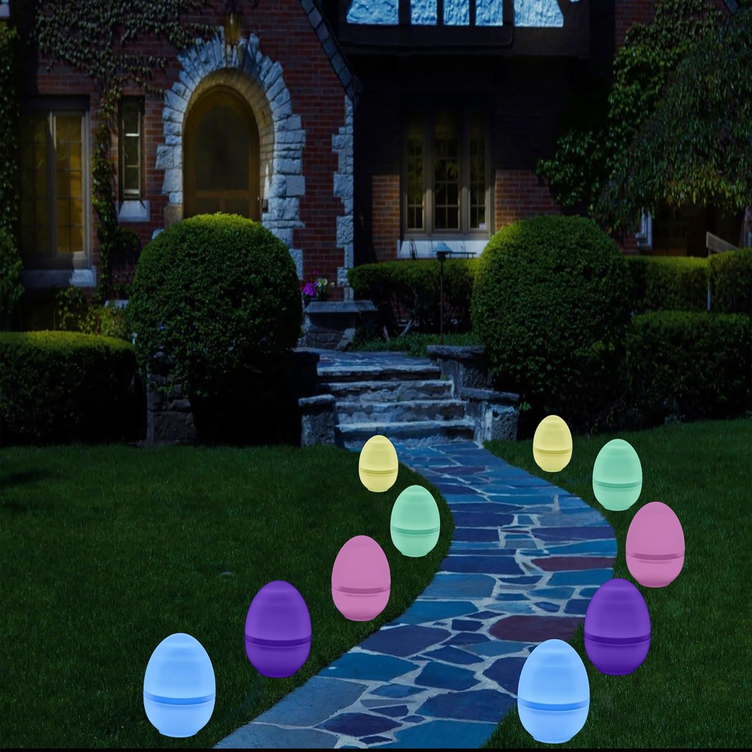 Qty 5 – 11” Tall - LED Lighted Pastel Colored Jumbo Easter Eggs - Battery Operated with Built in Timer