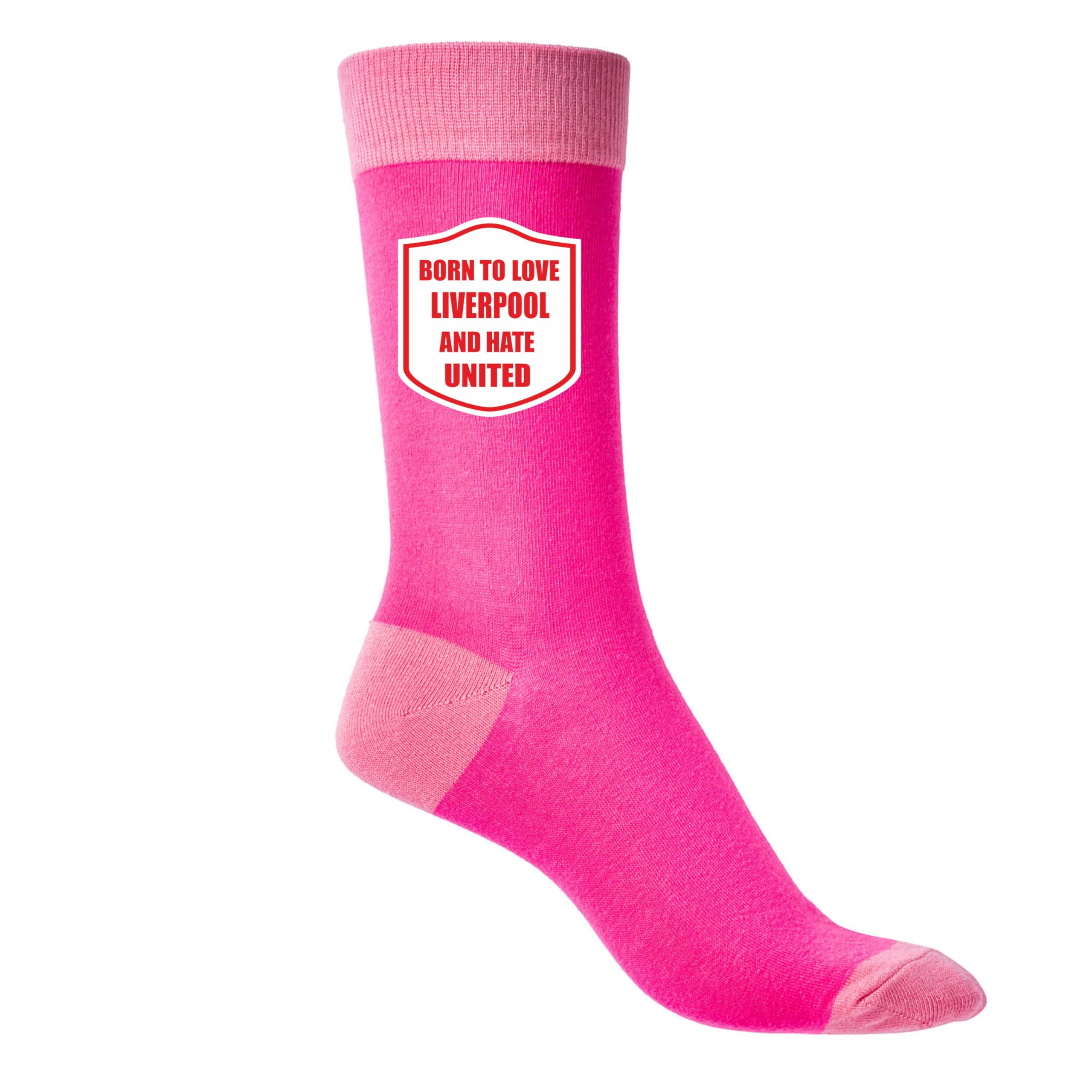 Print4U Love Liverpool Hate United Ladies Pink Socks Funny Football Joke