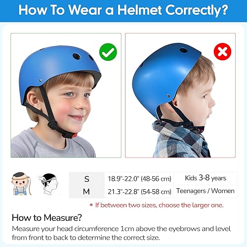 Miniatura 5 de Casco de bicicleta para niños, casco para niños y niñas de 3 a 14 años, ajuste ajustable y ligero, seguridad multideportiva para patineta, patinaje,