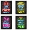 Autotide Gaming Posters Set of 4, Gaming Wallpaper Canvas Prints, Wall Art for Kids Bedroom, Unframed 8x10 Inch Gaming Room Accessories for Teen Bedroom, Gamer Wall Decor & Posters for Boys Playroom