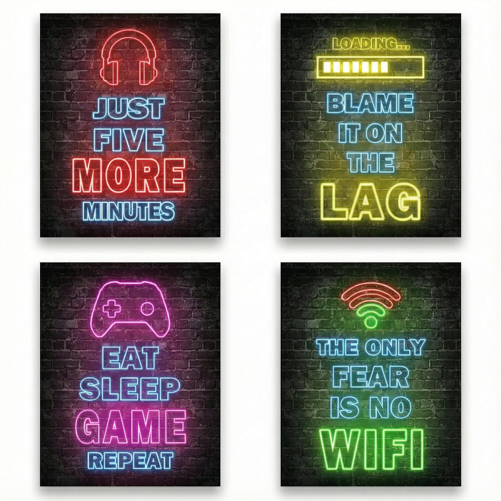 Autotide Gaming Posters Set of 4, Gaming Wallpaper Canvas Prints, Wall Art for Kids Bedroom, Unframed 8x10 Inch Gaming Room Accessories for Teen Bedroom, Gamer Wall Decor & Posters for Boys Playroom