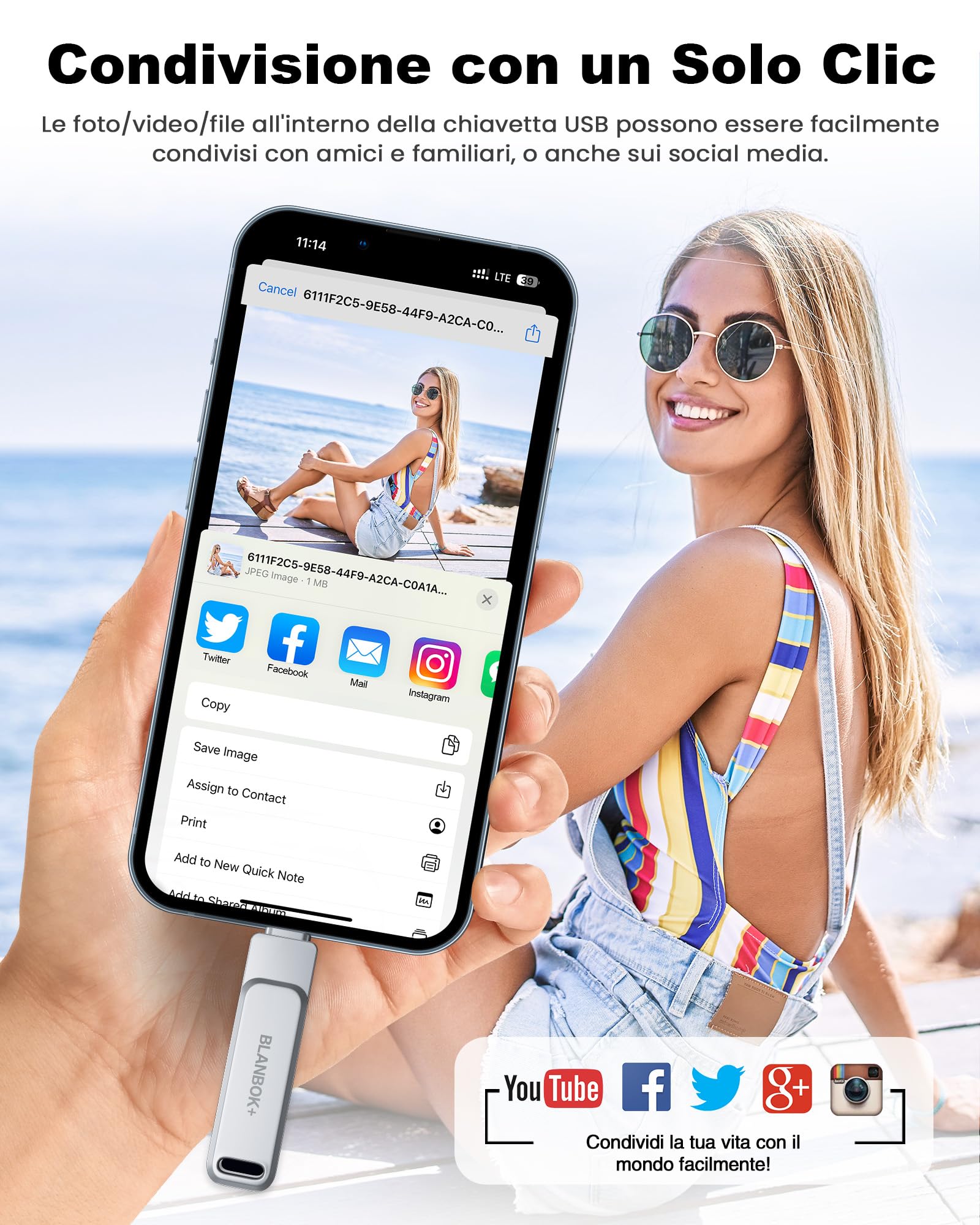 MFI Certified Chiavetta USB 128GB per iPhone, Penna USB 3 in 1 Pen drive USB 3.0 Chiave USB Type C per iOS, iPhone, iPad, Android, Tablet, Computer, PC, Mac