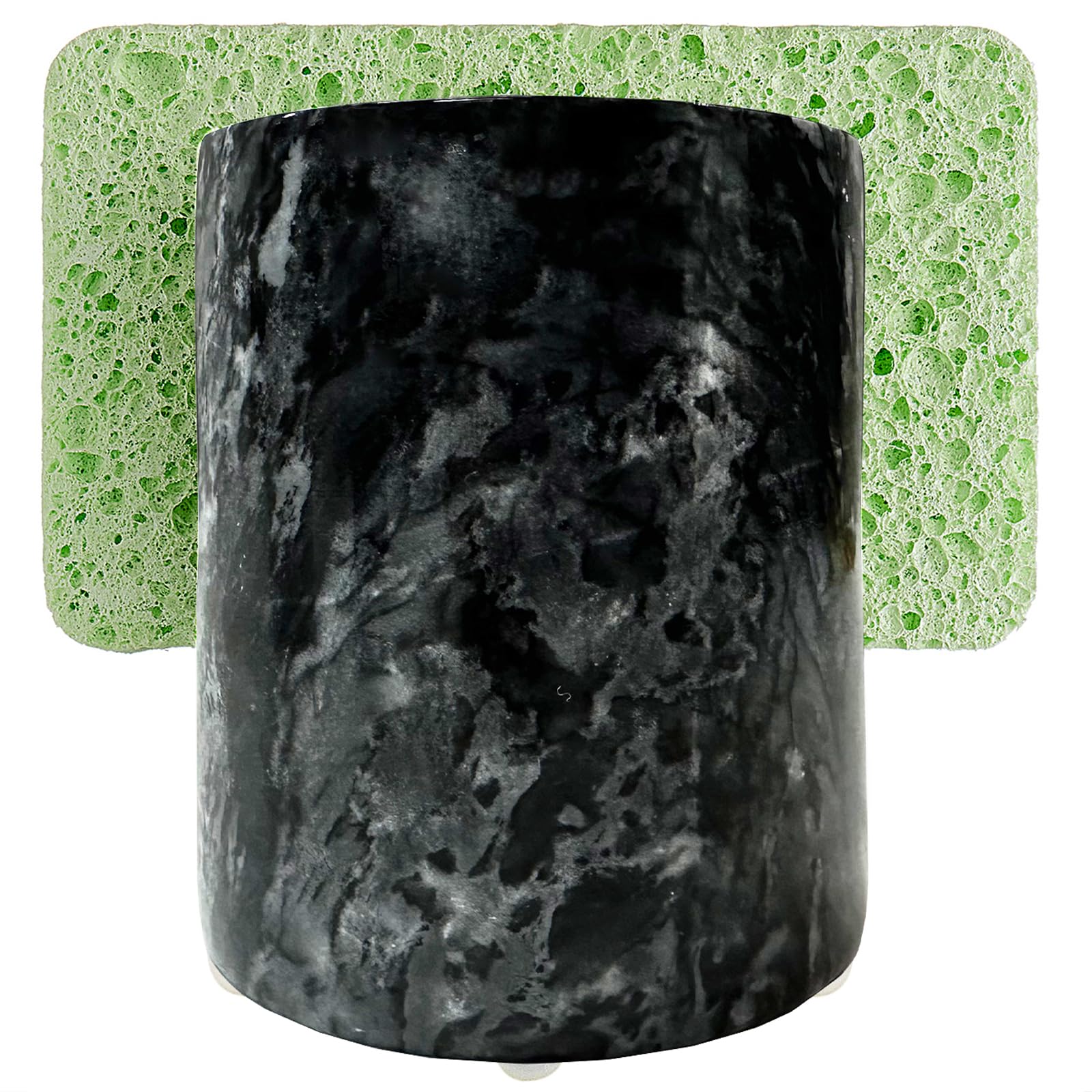 Marble Sponge Holder for Kitchen, Rustic Farmhouse Decor, Sink Sponge Caddy Black