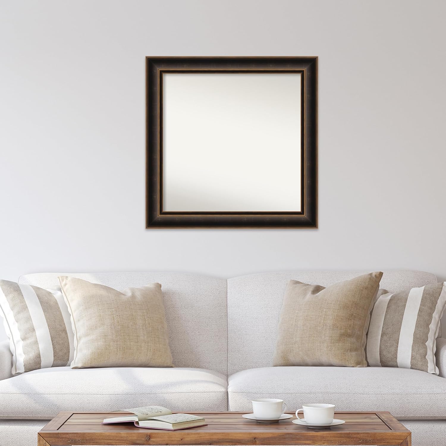 Amanti Art Bathroom Mirror for Over Sink, Vanity Mirror, Wood Frame, Hangs Horizonally and Vertically, Bathroom Wall Decor, Non-Beveled Edge