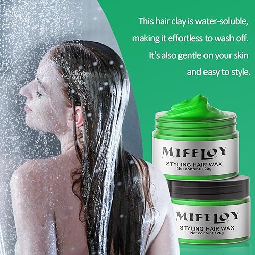 Miniatura 4 de Cera temporal verde para el cabello, tinte en crema para peinado natural instantáneo, pomadas lavables para hombres, niñas, mujeres, jóvenes, barro