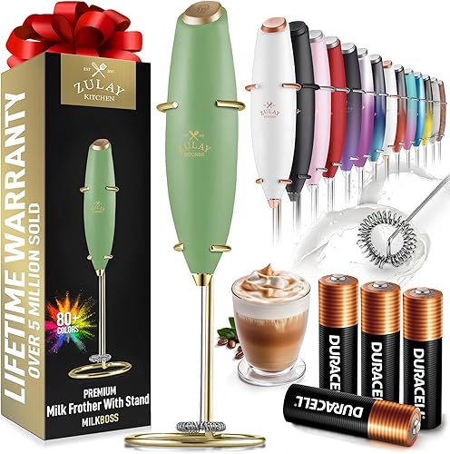 Vista 14 de Zulay Milk Boss Espumador de leche potente manual, hace espuma para latte, batidor para mezclar bebidas, café, miniespumador para capuchino, frappé