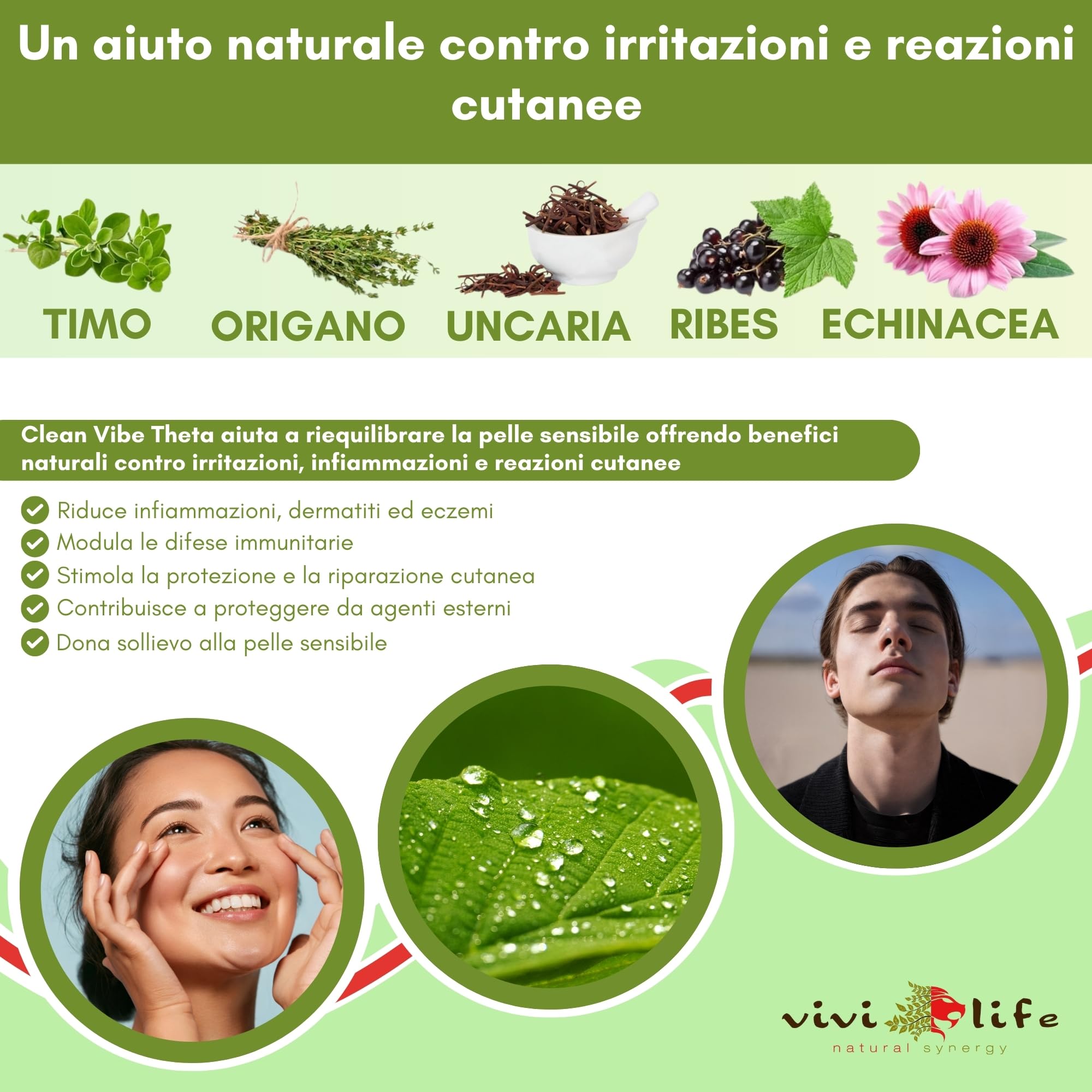 Clean Vibe Theta 50 ml, Integratore Naturale per Rinforzare le Difese Immunitarie con Uncaria, Timo, Origano, Ribes ed Echinacea, Made in Italy