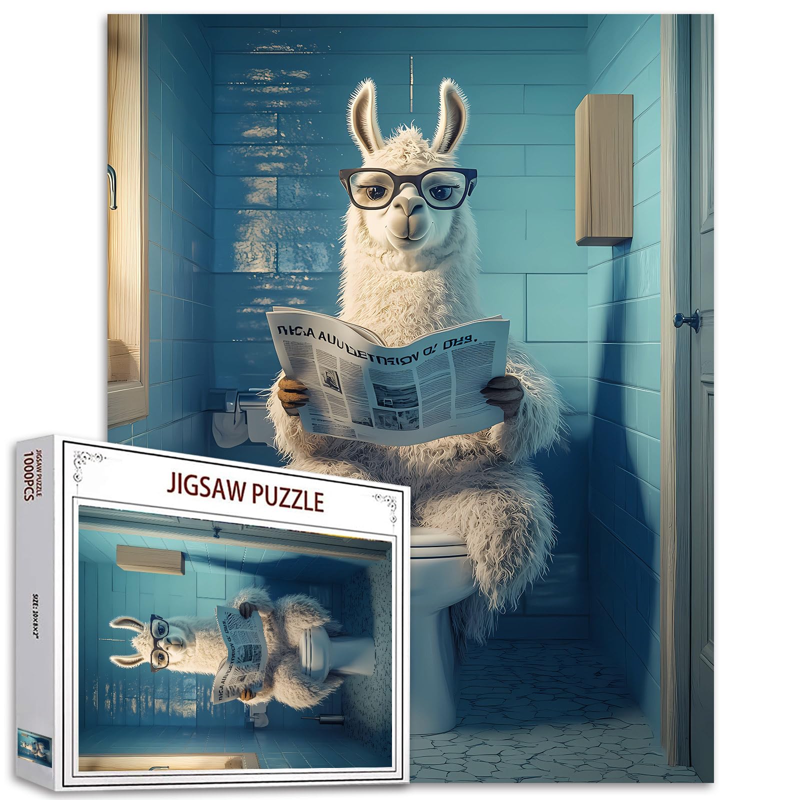Lama Toilette 1000 Stück Jigsaw Puzzles für Erwachsene Kamel Zeitungspuzzle Wildlife Toilette Puzzle Herausfordernde Familie Aktivität Spiele Bunte DIY Handwerk Puzzle für Home Decor Geschenke