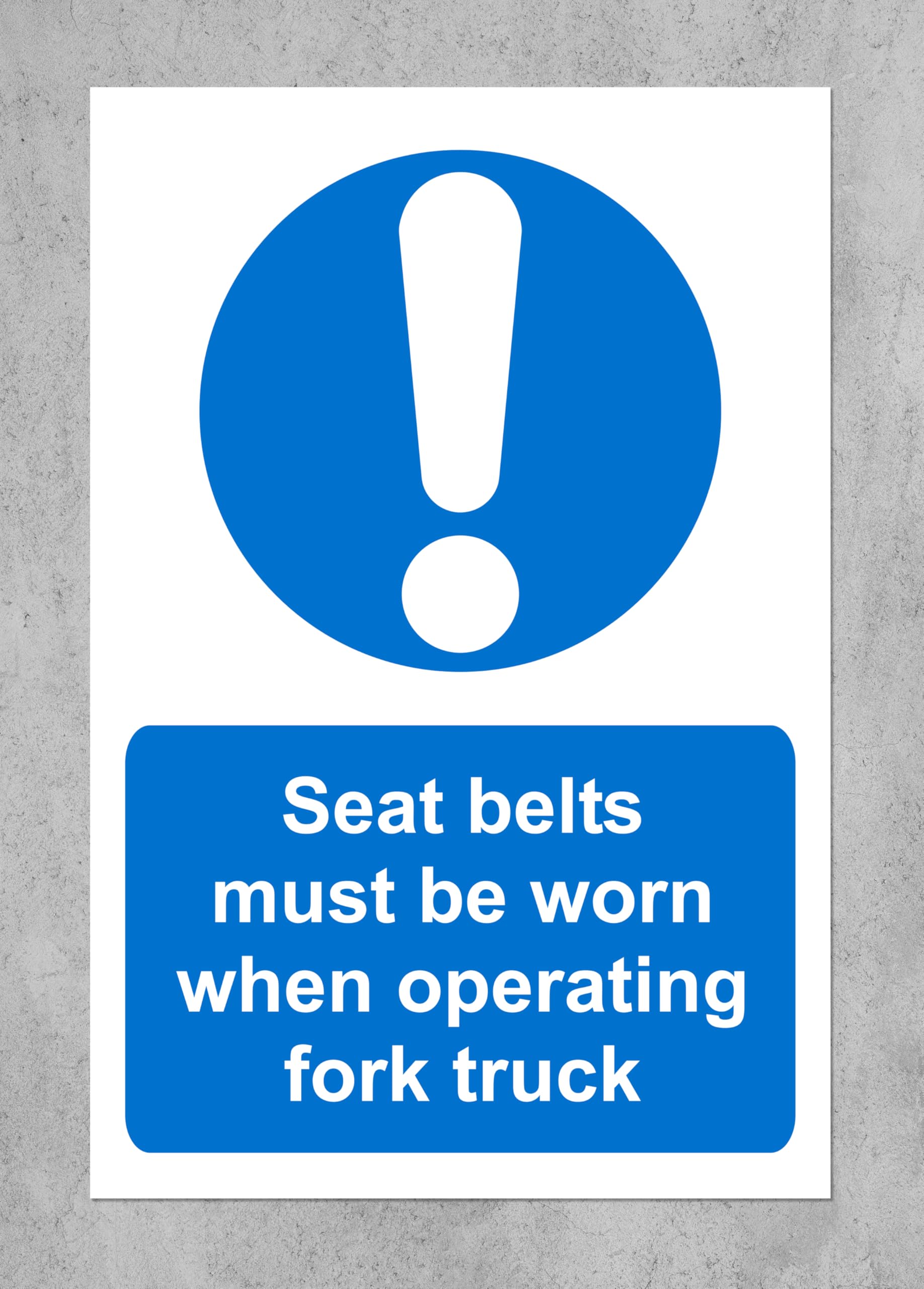 Seat Belts Must be Worn When Operating Fork Truck Safety Sign - Self Adhesive Sticker (200mm x 150mm)