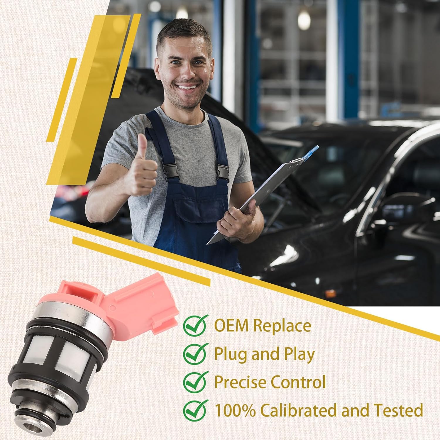 JS23-4 Fuel Injectors,Compatible with/Nissan 3.3 Frontier Xterra 1999-2004, Pathfinder 3.3L 1996-2000,Quest 1999-2002 |1 Holes| |Set of 6|