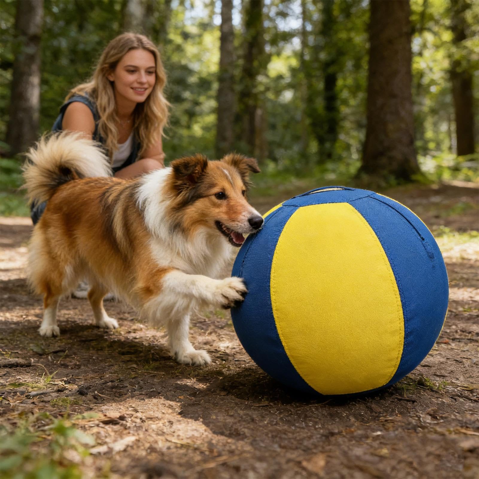 Générique Balle de pour Chien 43 cm avec Poignée de Transport et Pompe