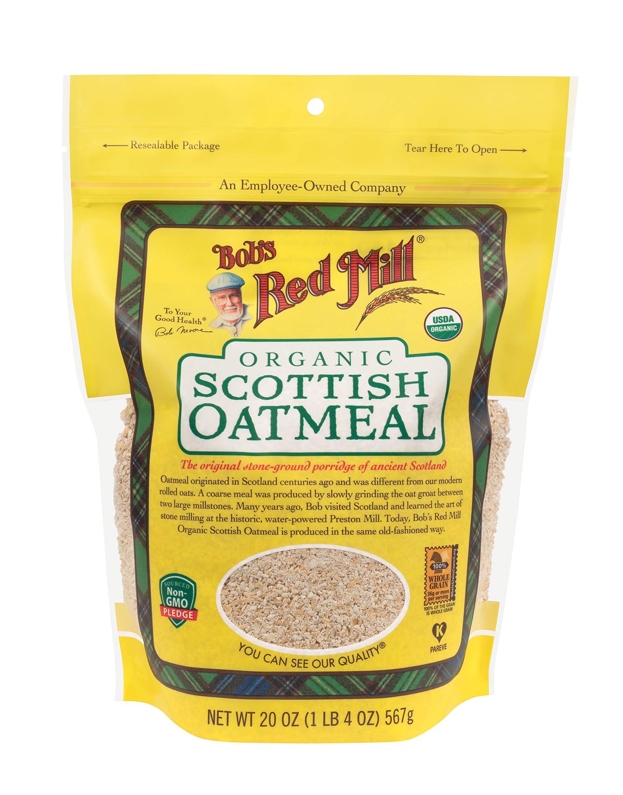 Bobs Red Mill Organic Scottish Oatmeal 20oz Pack of 4 - Non GMO Whole Grain Vegan Kosher — view 4
