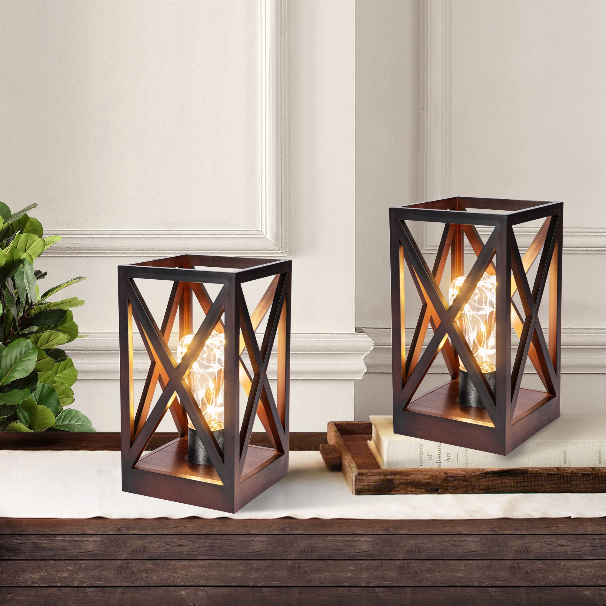 Snapklik.com : 2 Pack Retro Battery Powered Table Lamps, Battery ...
