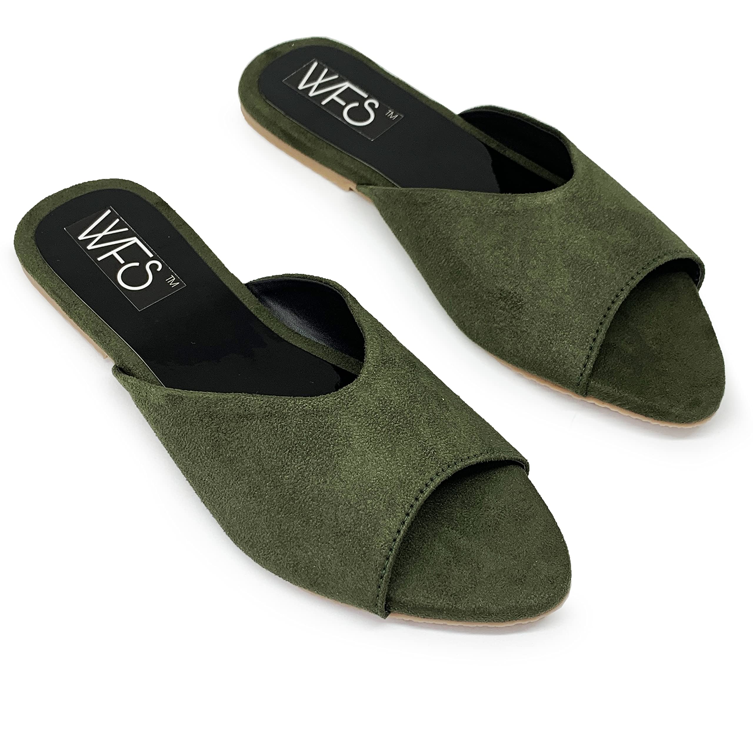 WFS Women Open Toe Clogs & Mules Flat,Olive,36 (B09RQY4K9T) Amazon Price History, Amazon Price Tracker
