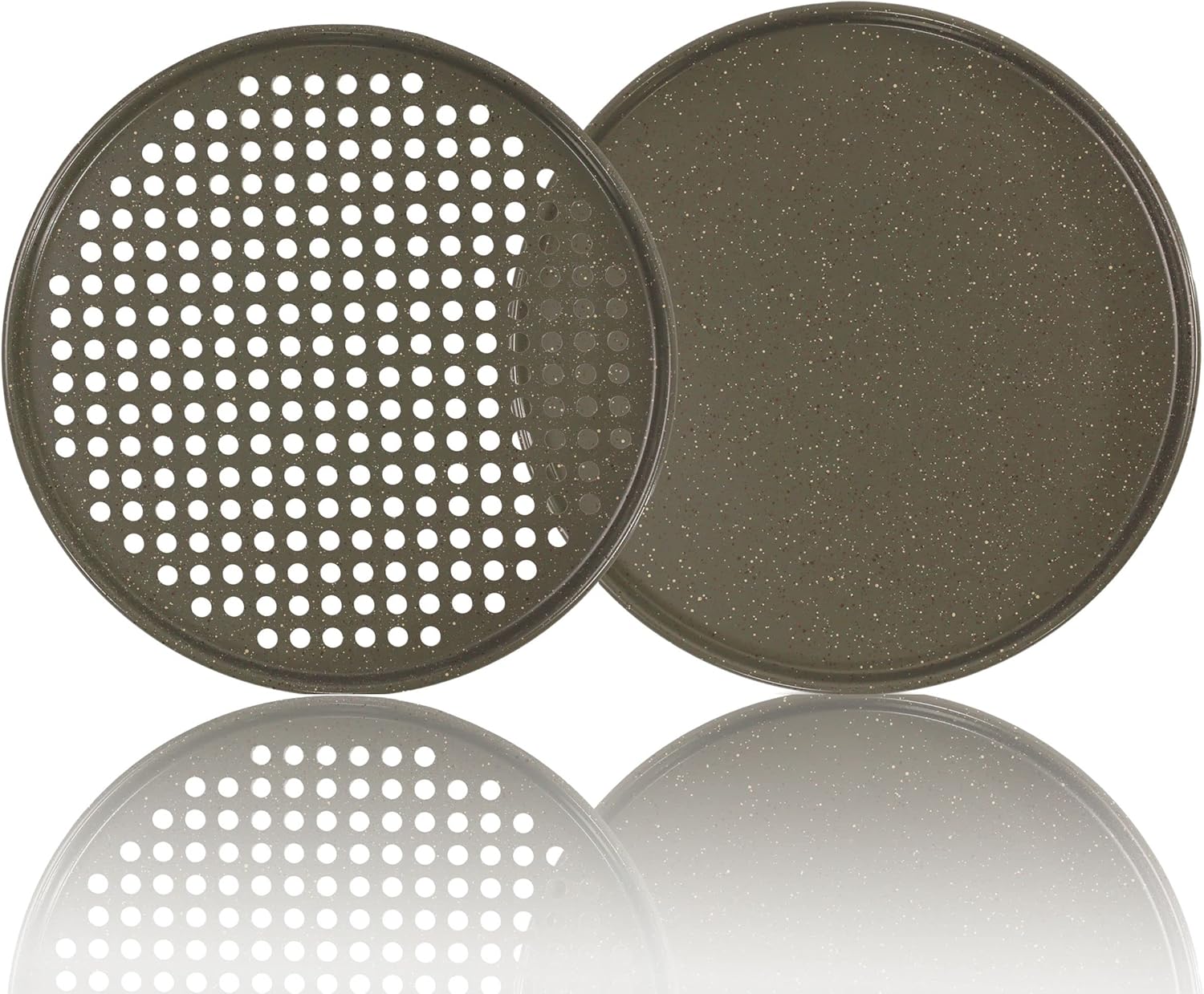 casaWare 2pc 12-inch Ultimate Pizza Pan Set, Nonstick, Ceramic Coated, (1) Solid, (1) Perforated (Silver Granite) - Image 4