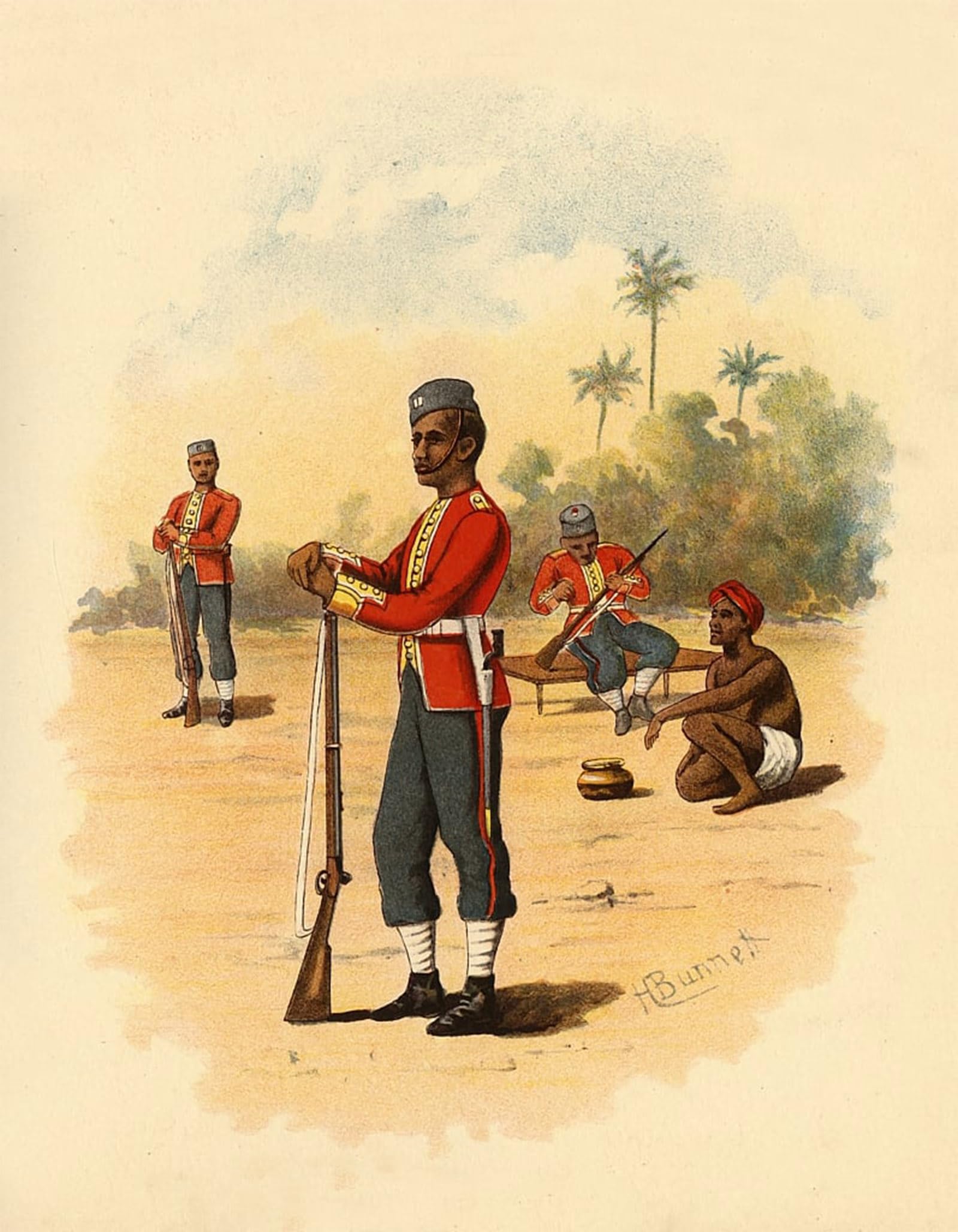 ARTXLXXBN Famous Print Painting Colorful Art Print Th Bengal Native Infantry by Godfrey Giles Canvas Art Decorations for Home Decor 60x90cm