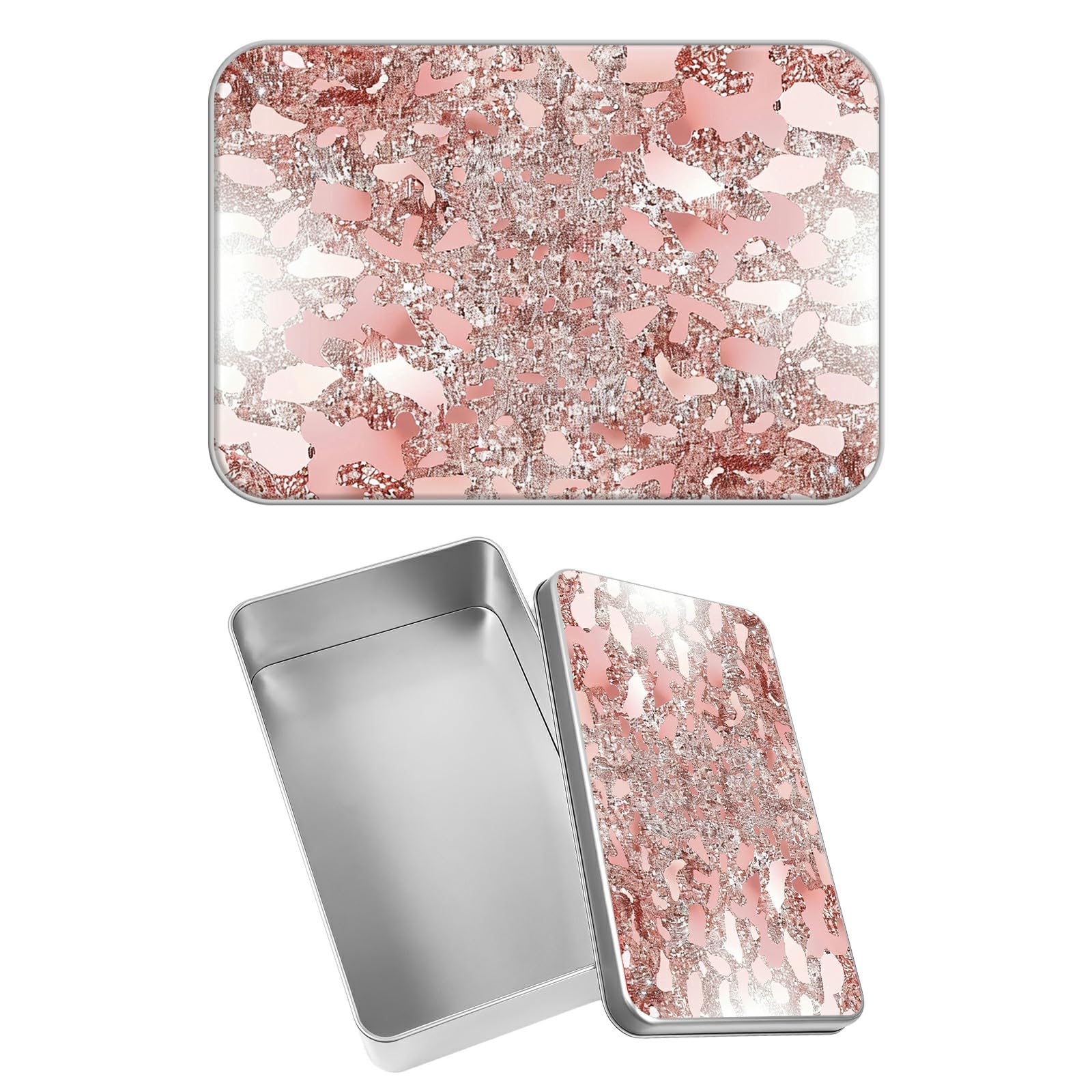 Rectangular Metal Tin Box with Removable Lid, Bright Leopards Decorative Printed Metal Storage Container for Jewelry Pen Eraser Pill Candy Craft 4.9 x 3.54 x 1.57 inch– Single Pack