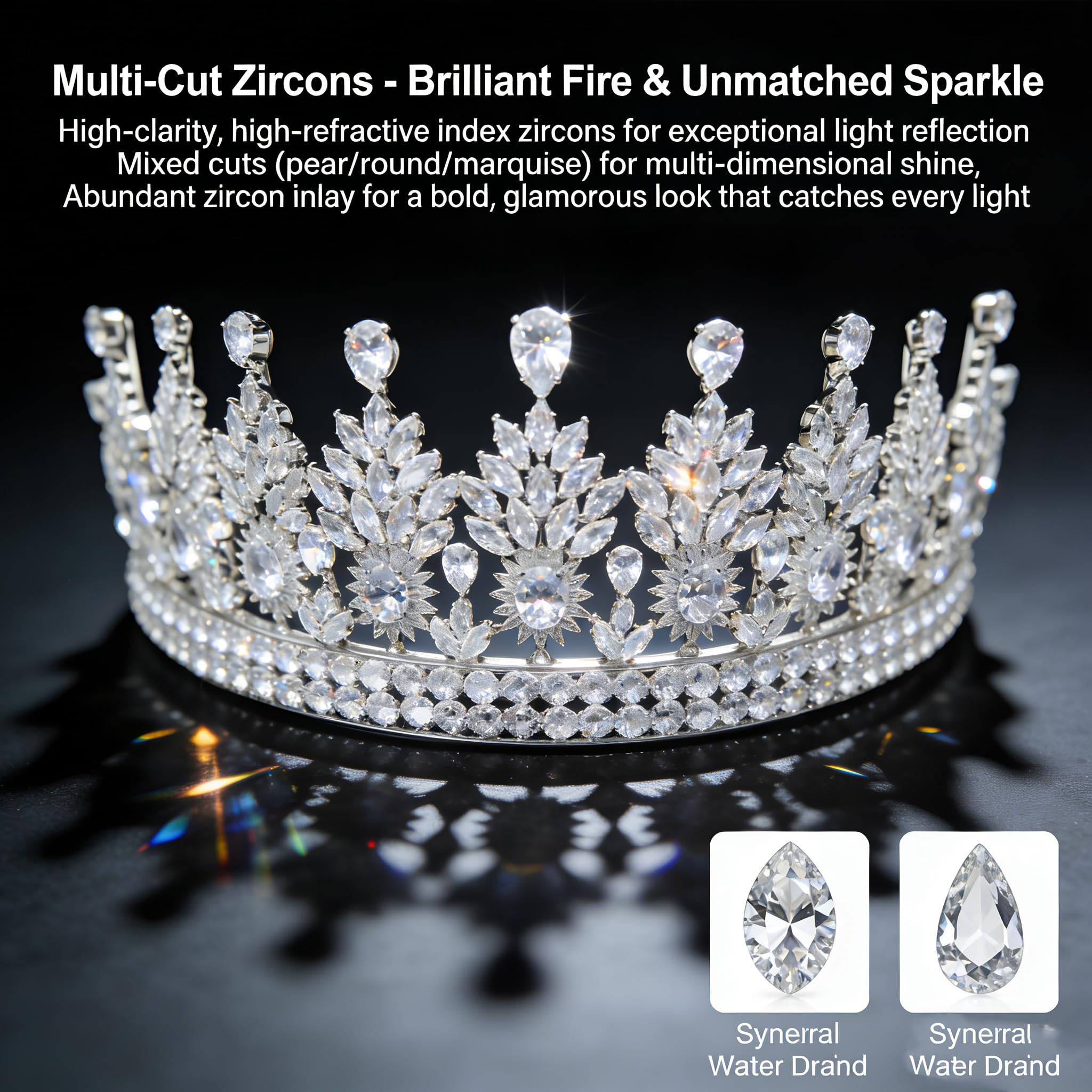 Coronas de princesa de cristal de boda para mujer, diadema de circonita cúbica, tiaras de cumpleaños para niñas, corona de reina real, accesorios para el cabello para novia