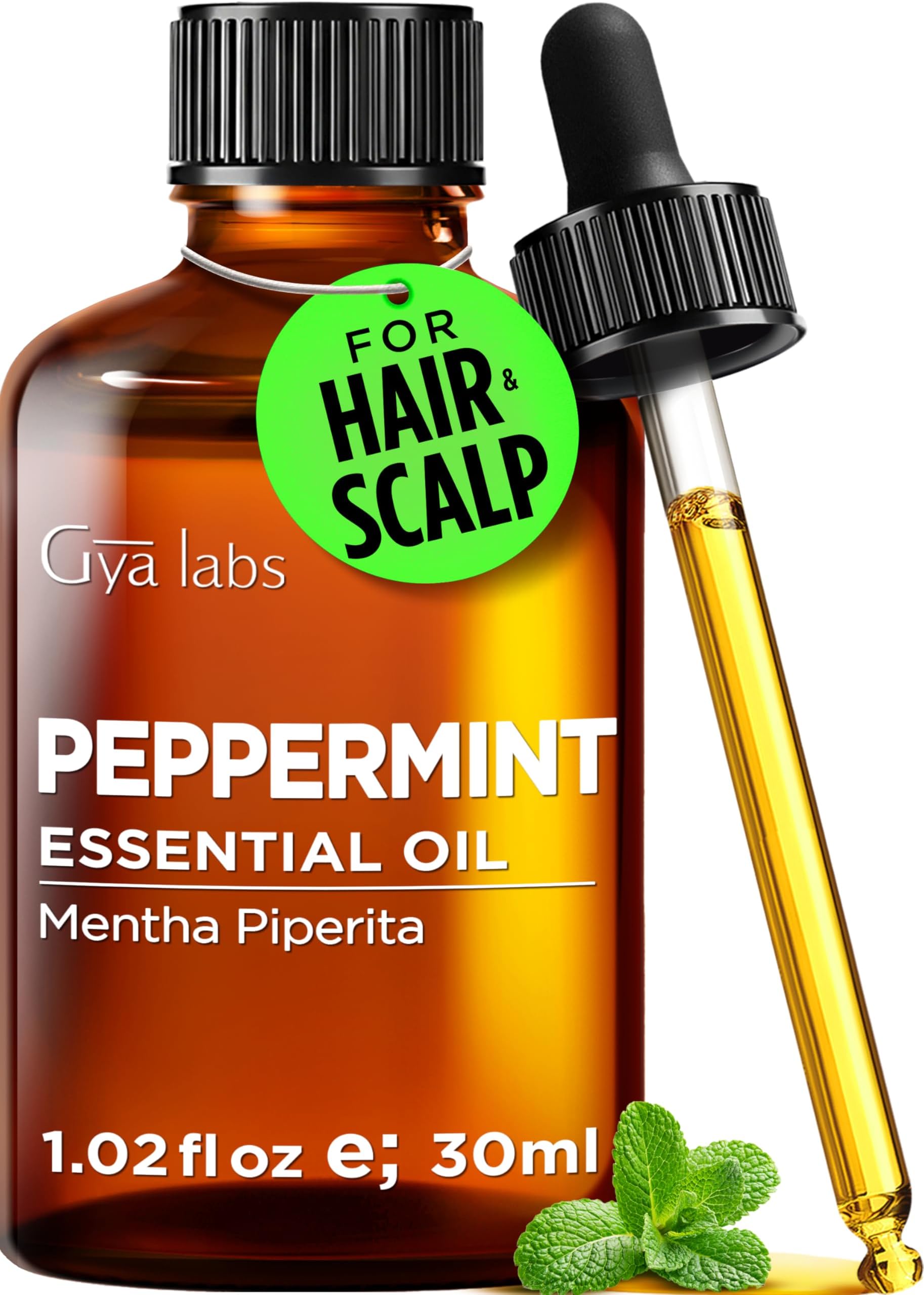 Peppermint Essential Oil - 1.02 Fl Oz - for Hair, Skin, Diffuser, Aromatherapy & DIY Candle Making Scent