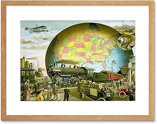 CULTURAL MEMORABILIA TRAIN PLANE VINTAGE AD FRAMED ART PRINT B12X685
