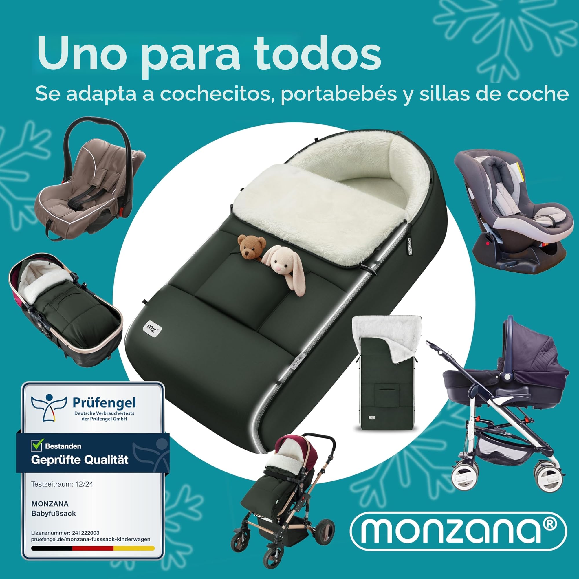 MONZANA® Saco Silla de Paseo Universal Protección Invierno Cremallera Polar Térmico Antideslizante Cochecito Bebe Portabebés