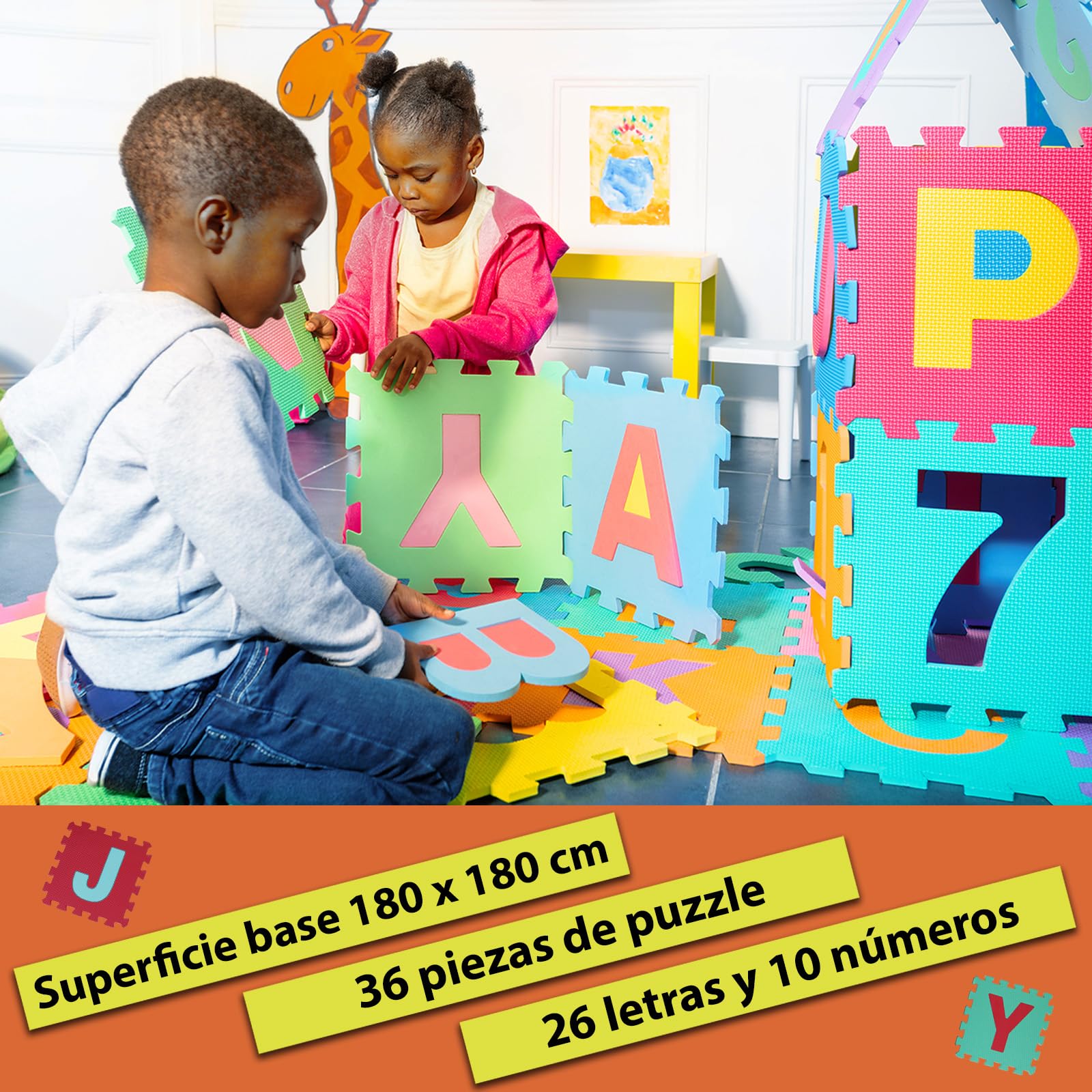 ALPIDEX Alfombra Puzzle Infantil 36 Piezas Alfombrilla Suave Bebe Juego Suelo Niños Goma EVA Letras Números Rompecabezas, Color:Colorido